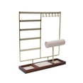 thumbnail image 1 of Jewelry Stand Earring Storage Rack Tray Dangle Charm Girl Shelf Pendant Necklace Gold, 1 of 9