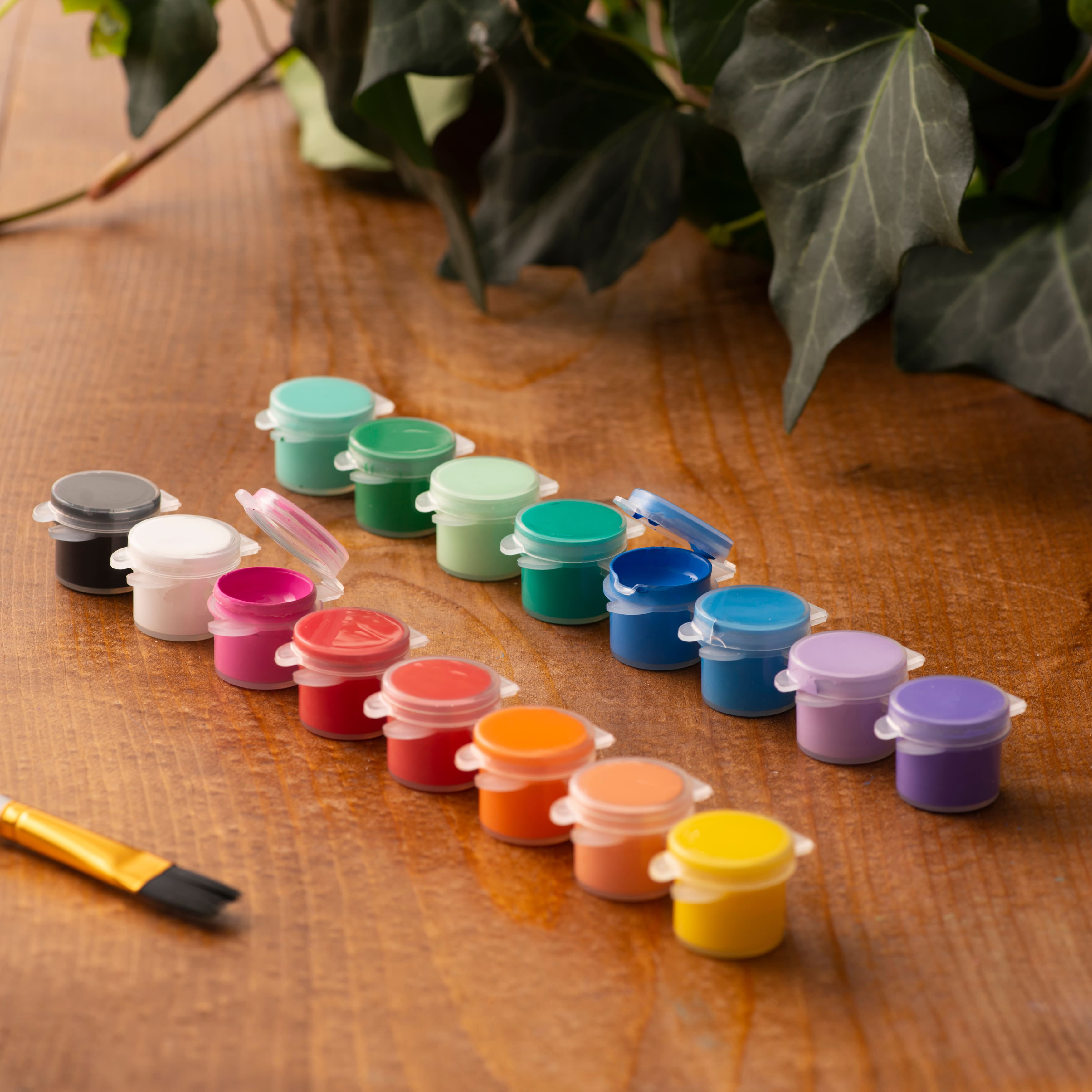 Crafter's Closet Bright Acrylic Paint Pots Set, Paint Brush and 12 Acrylic  Paint Colors