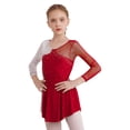 thumbnail image 4 of Nyeemya Kids Girls Long Sleeve Figure Ice Skating Dress Ballerina Shiny Diamond Ballet Dance Leotards Burgundy 8, 4 of 7