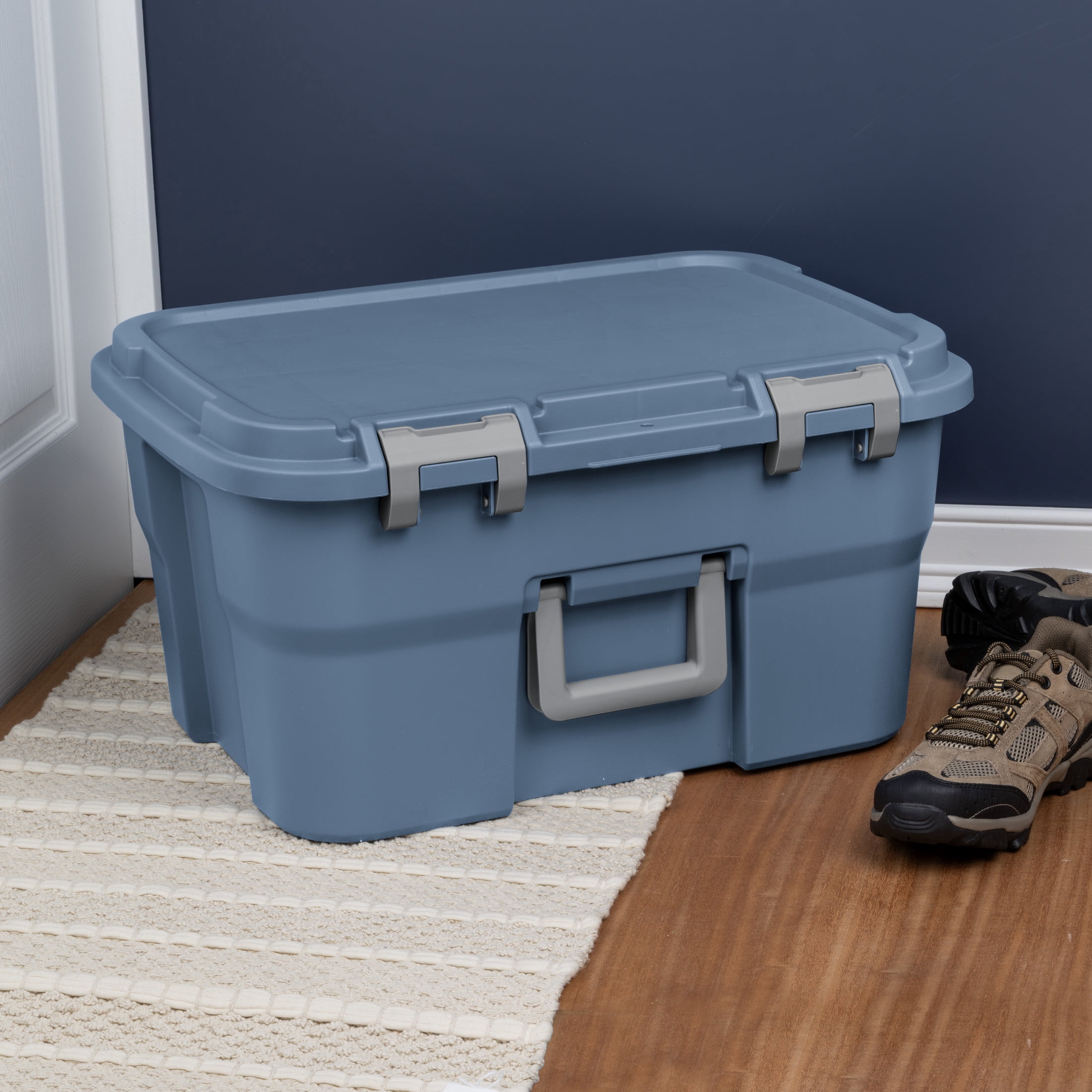 Sterilite 14 Gallon Footlocker Storage Bin, Heavy Duty Plastic Storage