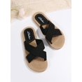 thumbnail image 4 of Women's Minimalist Criss Cross Strap Flat Slides, Outdoor Espadrille Sole Beach Slide Sandals, Solid Color Flat Shoes, 4 of 5
