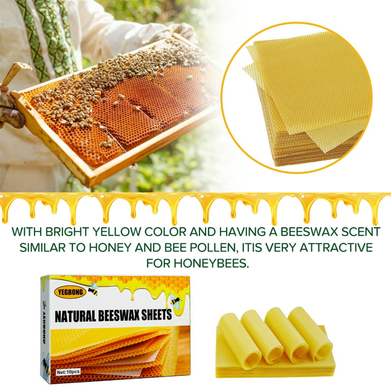 Fairnull 10Pcs Natural DIY Beeswax Sheets Eco-friendly Beekeeping