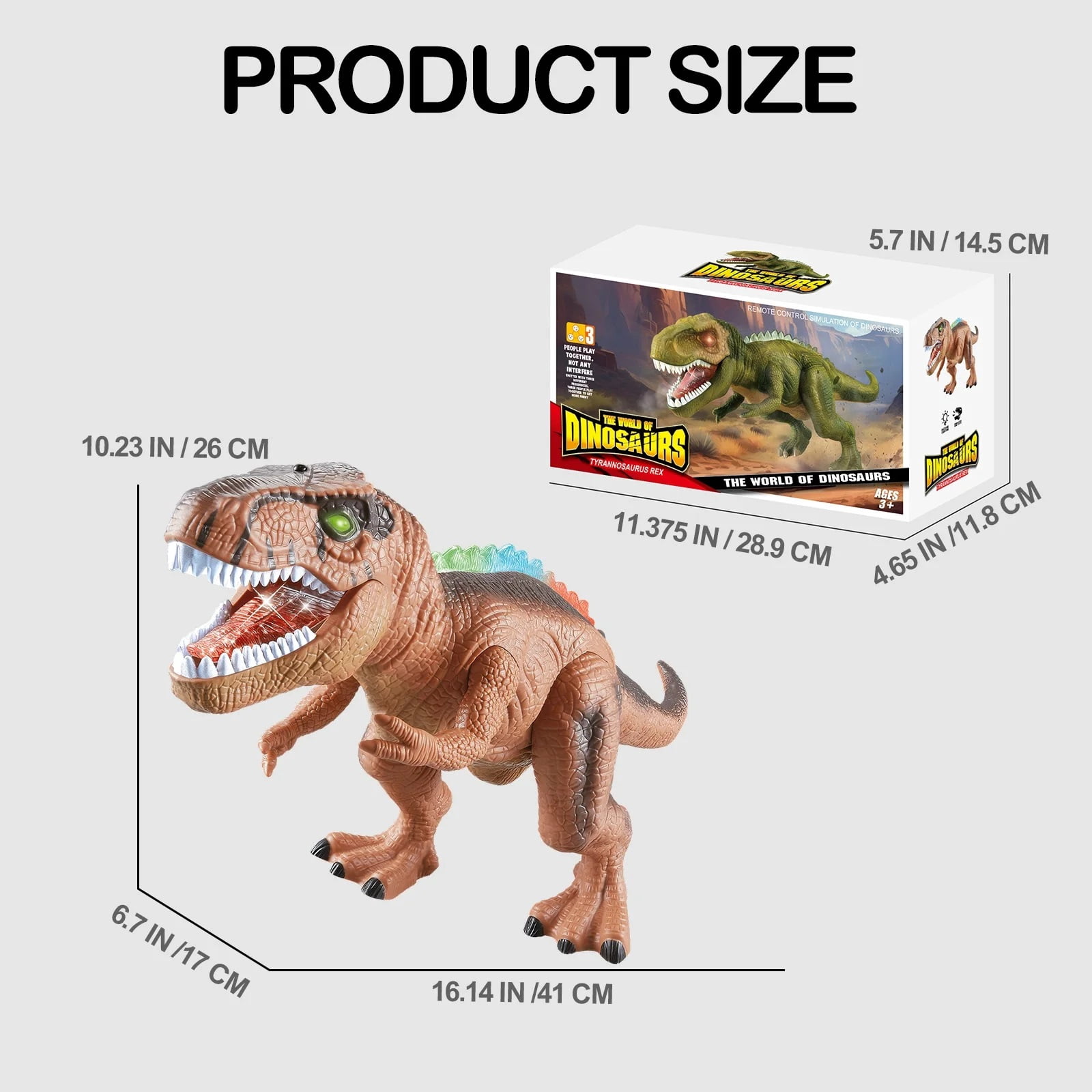 Ficcug Remote Control Dinosaur Toys for Boys,Walking RC Robot Toys with Light-Up LED Eyes Body,Gifts for 3-5 4-7 8-12 Kids