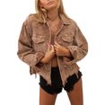 thumbnail image 3 of ZAXARRA Girls Long Sleeve Loose Jacket, Solid Color Single-breasted Coat, 3 of 9
