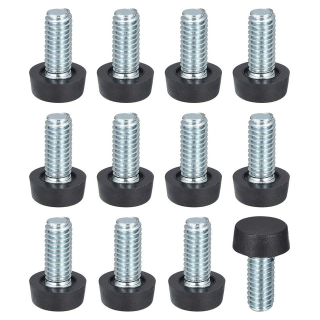 Patas de muebles ajustables Uxcell, 12 piezas, rosca 5/16"-18 UNC - Tornillo de nivelación para muebles enroscado para mesa, sillas, sofá, armario negro
