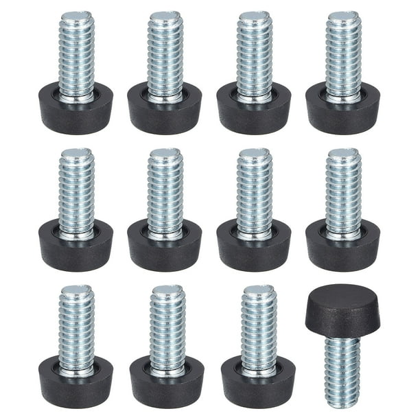 Patas de muebles ajustables Uxcell, 12 piezas, rosca 5/16"-18 UNC - Tornillo de nivelación para muebles enroscado para mesa, sillas, sofá, armario negro