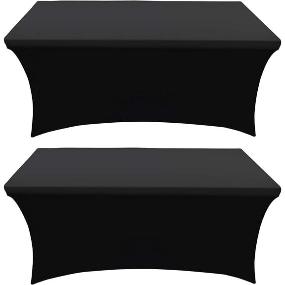 Valentina CoverCo Black 2 Pack Stretch Fit 6 Foot Rectangular Spandex Table Covers