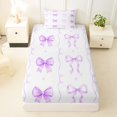 thumbnail image 3 of Erosebridal Girls Bowtie Gifts Twin Sheet Sets,Purple Bowknot Kids Bedding 3-Piece, 3 of 6