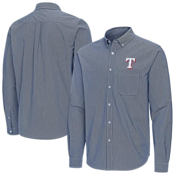 Men's Antigua Navy Texas Rangers Porter Woven Long Sleeve Button-Down Shirt