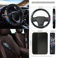 thumbnail image 3 of Renewold Butterfly Rose Music Notes 12 Pack Front Car Seat Cover Set with Steering Wheel Armrest Rear View Mirror Cover Seatbelt Pads Trash Can Air Vent Holder Coasters Key Chain Fit SUV Vans Sedans, 3 of 7