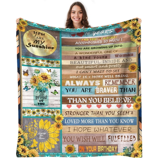LHSHID Sweet 16 Birthday Decorations Sweet 16 Gifts for Girls Sweet 16 Blankets for Teenagers 16 Year Old Girl Gifts for Daughter 50"x60"