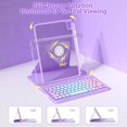 thumbnail image 3 of 360° Rotatable Detachable Keyboard Folio with 7-Color Backlight & Pencil Holder for A16 iPad 10th & 11th Generation (2025),Lavender Purple, 3 of 8