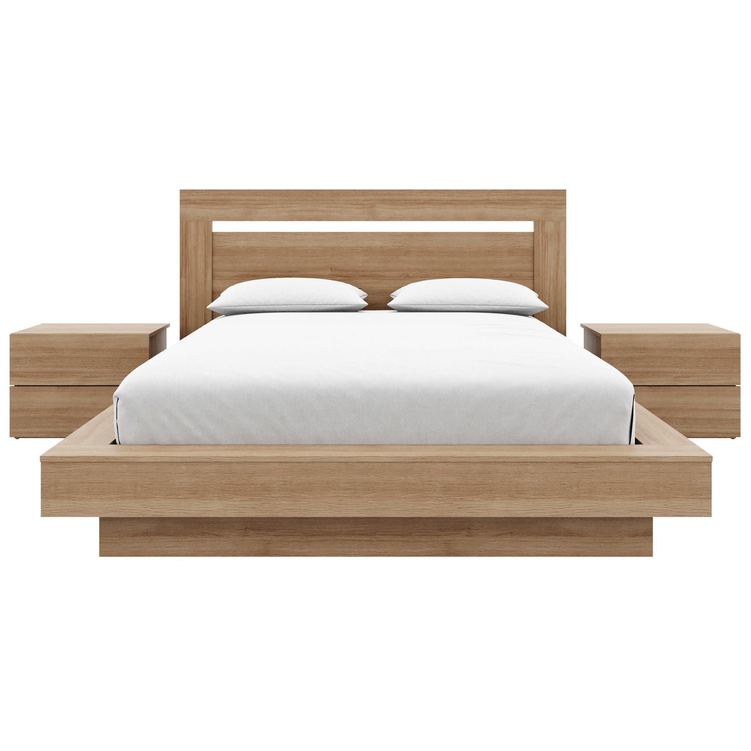 Ensemble de chambre à coucher Byron 4 pièces avec lit queen size, tête de lit et 2 tables de chevet