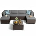 thumbnail image 5 of Patio Furniture Set on Sale, Asofer 7-PCS Outdoor Conversation Sectional Rattan Sofa with Cushion Glass table for Porch, Poolside, 5 of 10