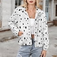 thumbnail image 3 of Jackets for Women Winter Coat Jackets Flannel Stand Collar Jacket(Black Dots,Size:S-4XL), 3 of 7
