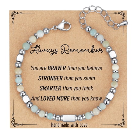 Gifts for Teen Girls/Kids, Graduation Gift for Her, Tiny Gemstone Beaded Bracelets for Women Teenage Girls Trendy Jewelry with Inspirational Card