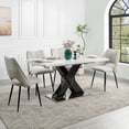 thumbnail image 3 of Noble House 47.24"-62.99"Modern Rectangle Dining Table, Stretchable,White+Black, 3 of 7
