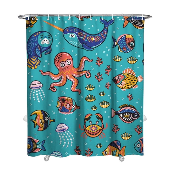 72x84in Nautical Theme Shower Curtain with Anchors and Sailboats, Chun Yafang Fabric with Water Resistance, Comes with 12 Plastic Hooks for Easy Installation in Bathroom or Shower Room