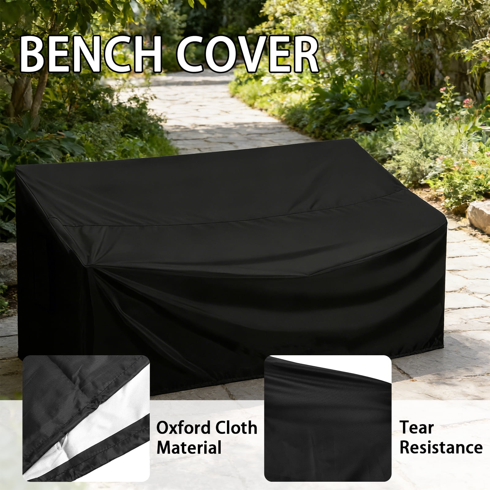 Outdoor Bench Cover Waterproof UV Protection Patio Bench Covers Heavy Duty Oxford Outdoor Furniture Covers for Garden Entryway Backless Sofa Chair Table