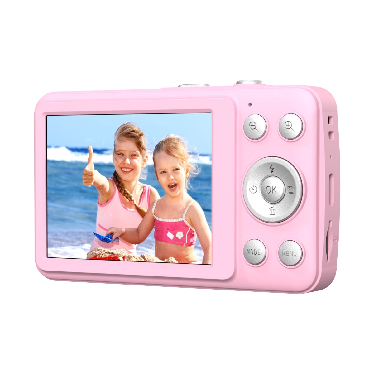 W & O Q3 Portable 16x Digital Zoom 48 MP CCD Point & Shoot Digital Camera with 32GB SD Card, Pink