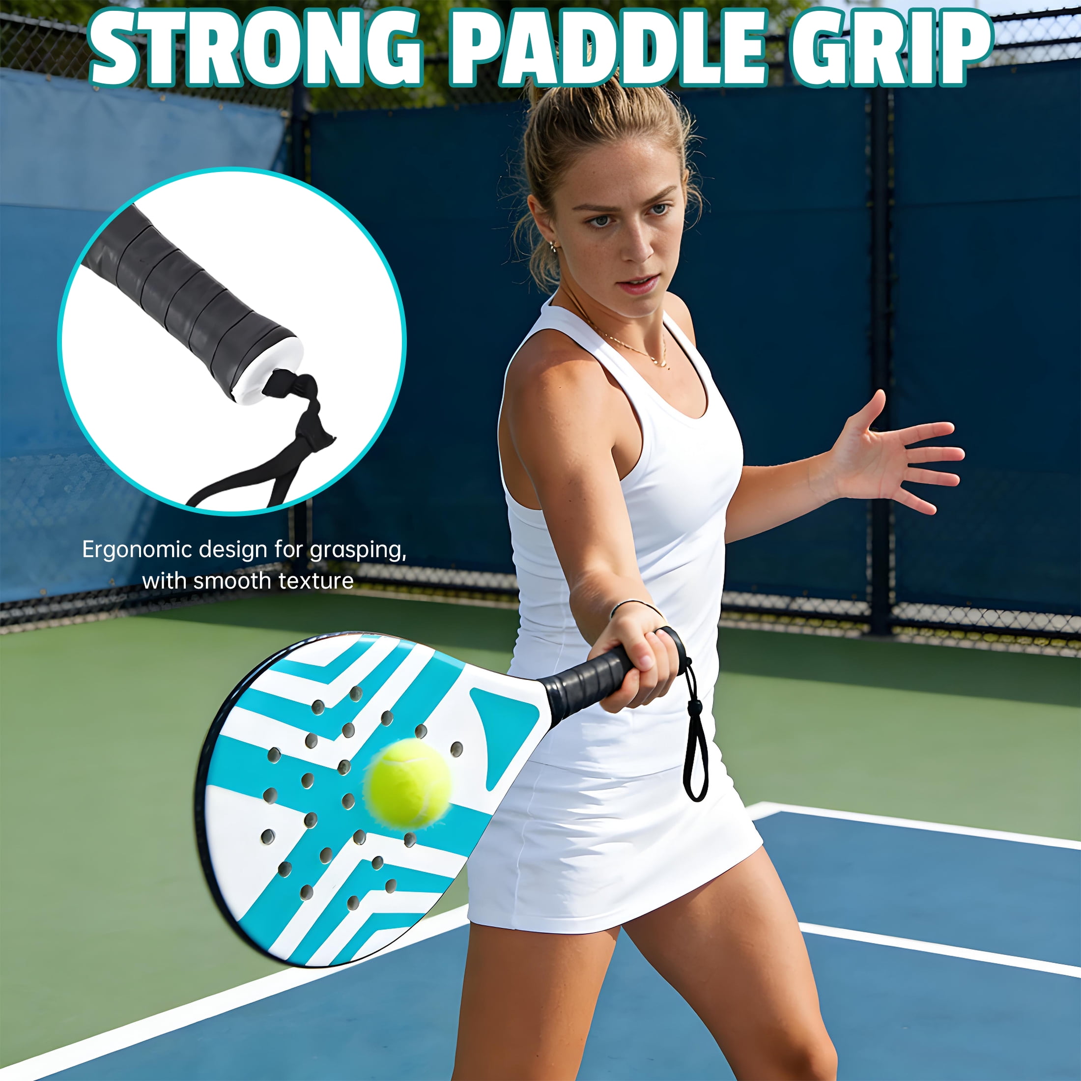 BESTSKY 2Pcs Padel Tennis Racket,High-Elastic & Lightweight Padel Racket with Anti-Slip & Shock-Absorbing Handle,Tennis Rackets for Leisure Entertainment and Beach Tennis Rackets