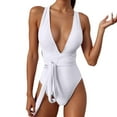 thumbnail image 1 of LUOGENLI Plus Size Swimsuit for Women 1-piece Shorts Women One Shoulder Swimsuit Bikini Swimsuit Irregular Solid Color Monokinis Swimsuit White Size S, 1 of 5