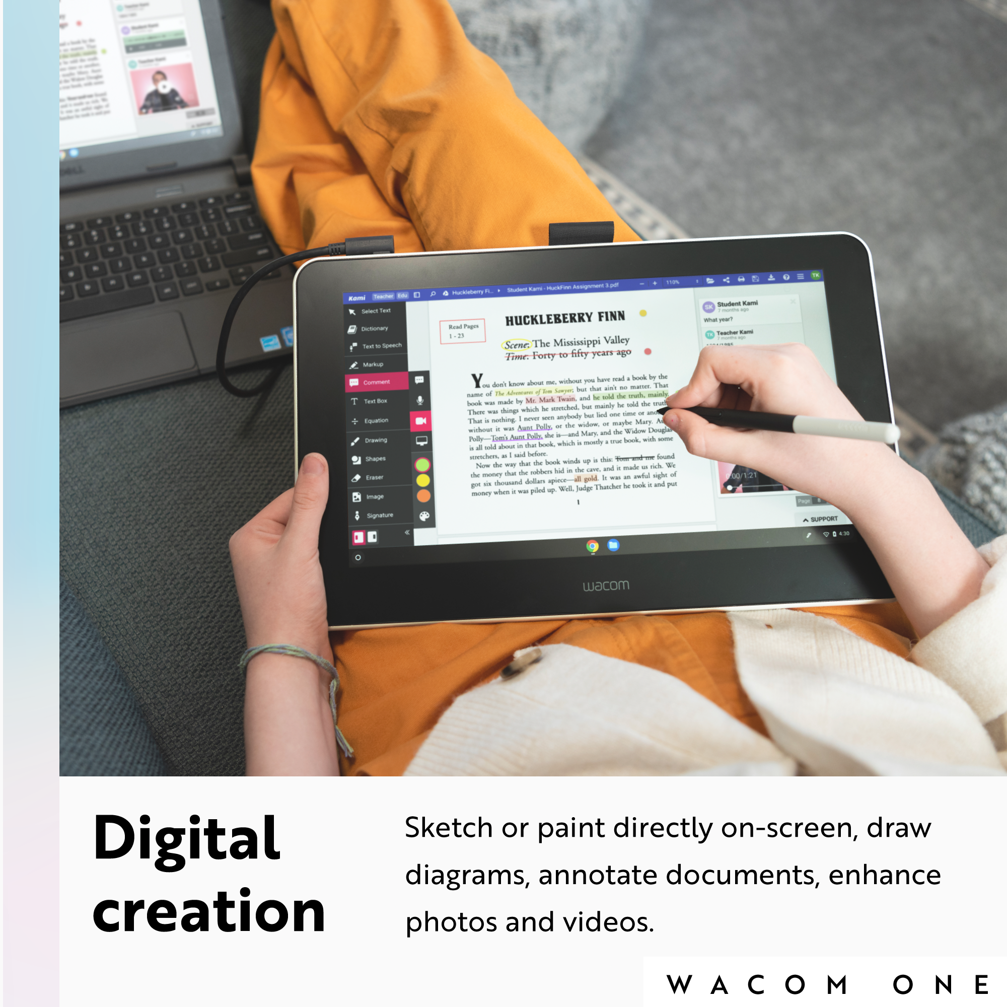 Wacom One Digital Drawing Tablet, 13.3in Graphics Display, '19in Length x 14in Width x 5in Height' - image 4 of 10