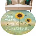thumbnail image 2 of Round Area Rug 8ft,Watercolor Farm Sunflowers Washable Carpet Non-Slip Runner Accent Rugs Indoor Floor Mat for Bedroom Living Room Decor,You Are My Sunshine, 2 of 9