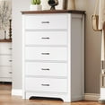 thumbnail image 3 of Selooye Farmhouse 5-Drawer Dresser, 31-Inch Wood White Chest with Metal Handles, 3 of 9