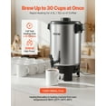 thumbnail image 2 of VEVOR Commercial Coffee Urn, 30 Cup 152oz Hot Beverage Dispenser with Dripless Faucet, 1090W Quick-Brewing Coffee Maker, Automatic Temperature Control, 2 of 9
