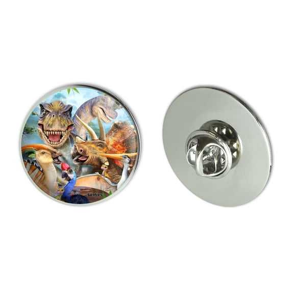 Dinosaur Jurassic Selfie T-Rex Triceratops Brontosaurus Pterodactyl Parasaurolophus Metal 1.1" Tie Tack Hat Lapel Pin Pinback