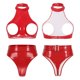 thumbnail image 3 of Conjunto de lencería Sexy para mujer, ropa interior sin entrepierna, cuello Halter, espalda descubierta, busto abierto, Tops cortos con Tanga de cintura alta, 3 of 5