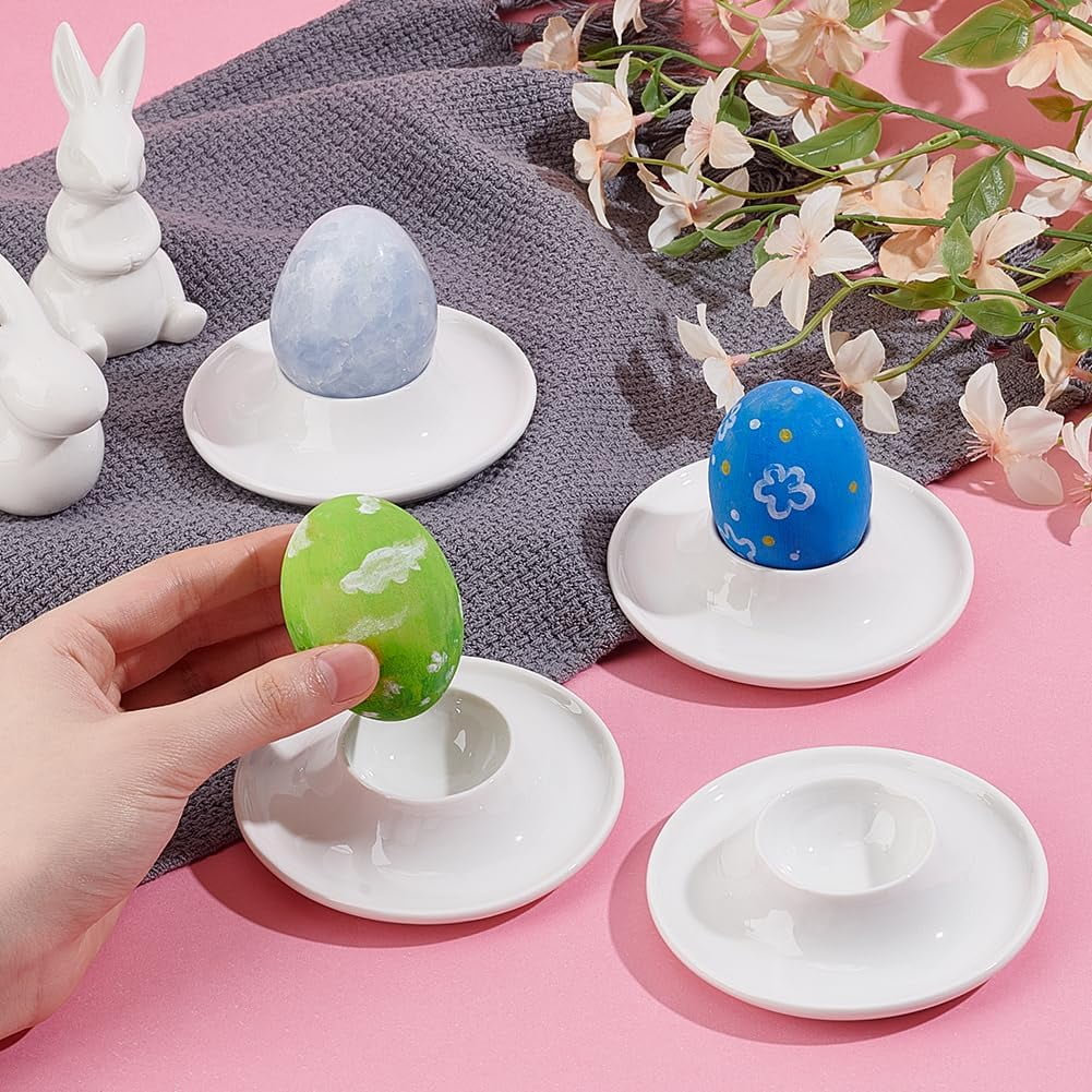 4 pc 4Pcs Boiled Egg Holder Ceramics Egg Tray Stackable Egg Coddler Cups for Serving Breakfast Brunch Table Decor 3.9inch in diameter