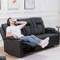 thumbnail image 2 of COMHOMA Leather Recliner Modern 3Seat PU Leather Recliner Chair,Modern Small Sofa Couch,Modern Couches for Living Room with Drink Holders Living Room Chair Sofa, 2 of 7
