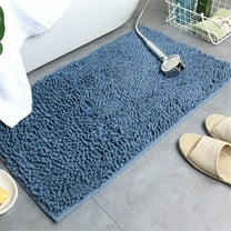 FZFLZDH Floor Mat, Solid Color Chenille Bedroom Kitchen Door Floor Mat Entrance Antislip Carpet Rug Blue Fog/40*60CM
