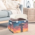 thumbnail image 3 of Yayeee Collapsible Cube Storage Bin with Lid Fabric Closet Decorative Basket with Handles, Astronaut at Dawn, 3 of 7