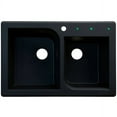 thumbnail image 3 of Transolid Radius 33in x 22in silQ Granite Drop-in Double Bowl Kitchen Sink with 4 ABCD Faucet Holes, In Black, 3 of 4