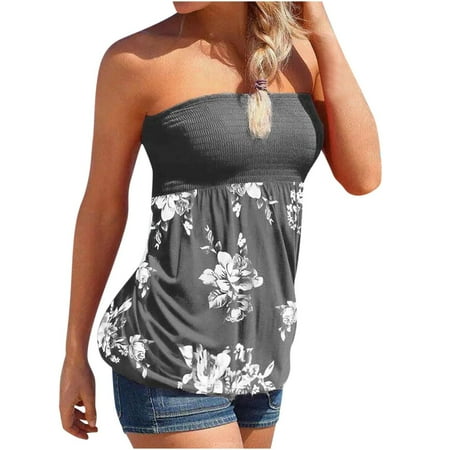 

Women Clothes Clearance Womens Sleeveless Strapless Cold Shoulder Bustier Crop Corset Bustier Top Camisole Casual Camisole Tank Bustier EH