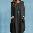 thumbnail image 1 of Vestido casual para mujer, vestido de manga larga con bolsillos, vestido de moda para mujer, vestido de color puro diseñado para precisión, 1 of 6