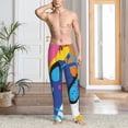 thumbnail image 2 of Naloa Abstract Color Splash Pajama Pants Men, PJ Bottoms, Sleep & Lounge Pants-Large, 2 of 6