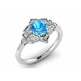 thumbnail image 5 of HeartsAndYou 2.2ct Natural Aquamarine Diamond Flower Milgrain Halo Ring 14k SOLID White Gold, 5 of 9