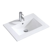 WONLINE 24 Vanity Top Integrated Sink Bowl White Ceramic + Faucet & Drain Bathroom Sink