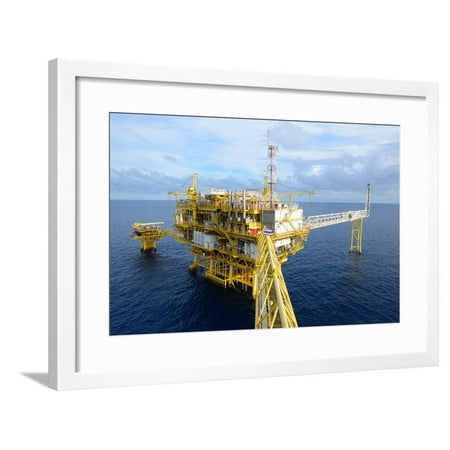 The Offshore Oil Rig in the Gulf of Thailand. Framed Print Wall Art By