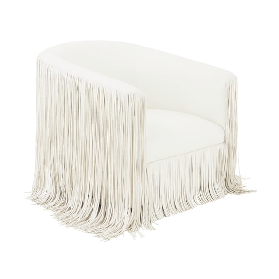 TOV Furniture Shag Me Ivory Vegan Leather Swivel Chair