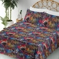 thumbnail image 3 of Ambesonne Garden Scene Fitted & Flat Sheet with Shams 4 Pcs Set, Boho Floral Vintage, Full, Pale Sky Blue Dark Coral, 3 of 5