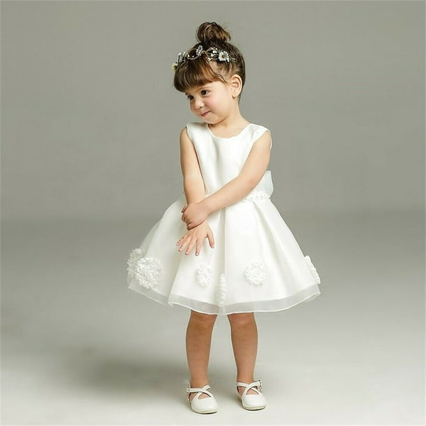 Infant Baby Flower Girl Dress Princess Bowknot Party Pageant Christening  Gown Dresses Wedding Birthday 0-24M 