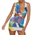 thumbnail image 1 of Vestido femenino Sunloudy, estampado geométrico con cuello en V sin mangas de una pieza con cuello halter para mujer Sunloudy  S M L XL, 1 of 8