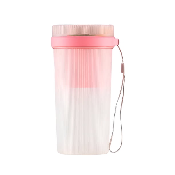 Cateissary Mini exprimidor USB para el hogar, taza para beber con cuerda, máquina para hacer jugos, licuadora, mezclador de frutas recargable, Electrodomésticos Rosa