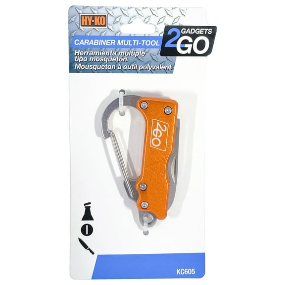 Hy-Ko Carabiner Multi-Tool Metal Key Chain with Stainless Steel Tools