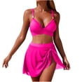 thumbnail image 2 of Trajes de baño para mujer, Trajes de baño para mujer, Traje de baño bikini de tirantes sin espalda de color liso para mujer, Conjunto de bikini con bloques de color y hombros descubiertos, Traje de ba, 2 of 6